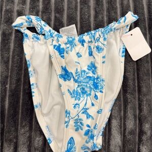 Blue and White Floral Bikini Bottom